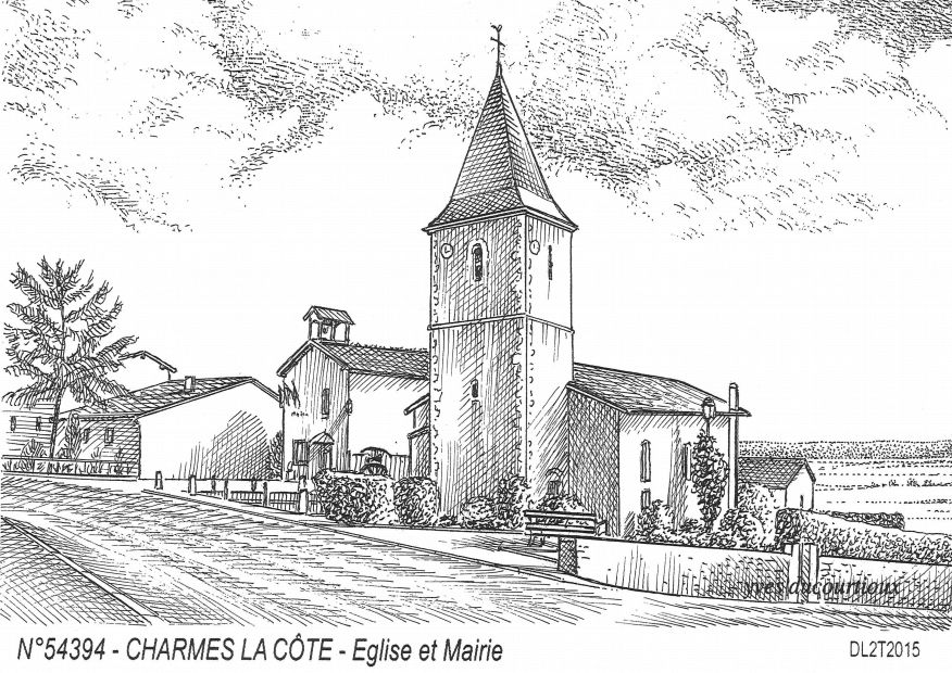 N 54394 - CHARMES LA COTE - église et mairie
